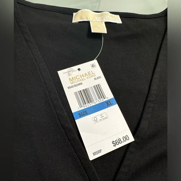 🆕 Michael Kors Women's Twist-Front Sleeveless Baby-Doll Top-Black - Picture 2 of 4